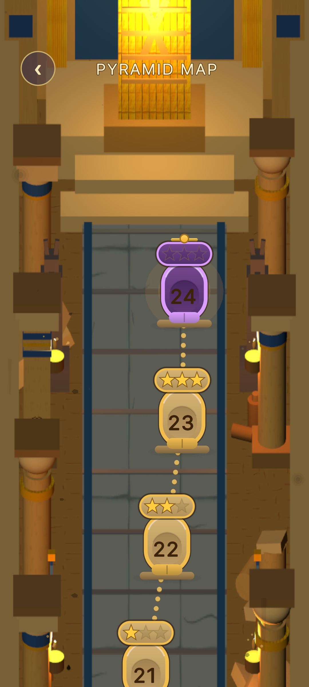 Level map climbing through the pyramid tomb